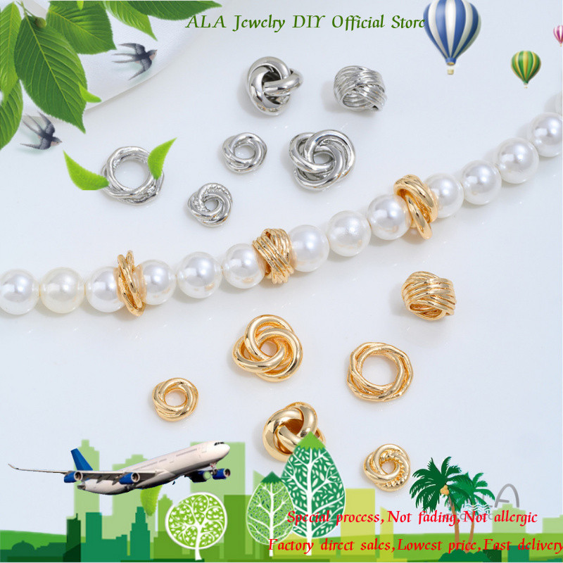 ❤️Jewelry DIY Accessories❤️14K Gold-Plated Glossy Three-Ring Winding Wool Ball Bamboo Ring Spacer Beads Handmade DIY Bracelet Necklace Accessories [Bracelet Beads Necklace Pendant Earring]