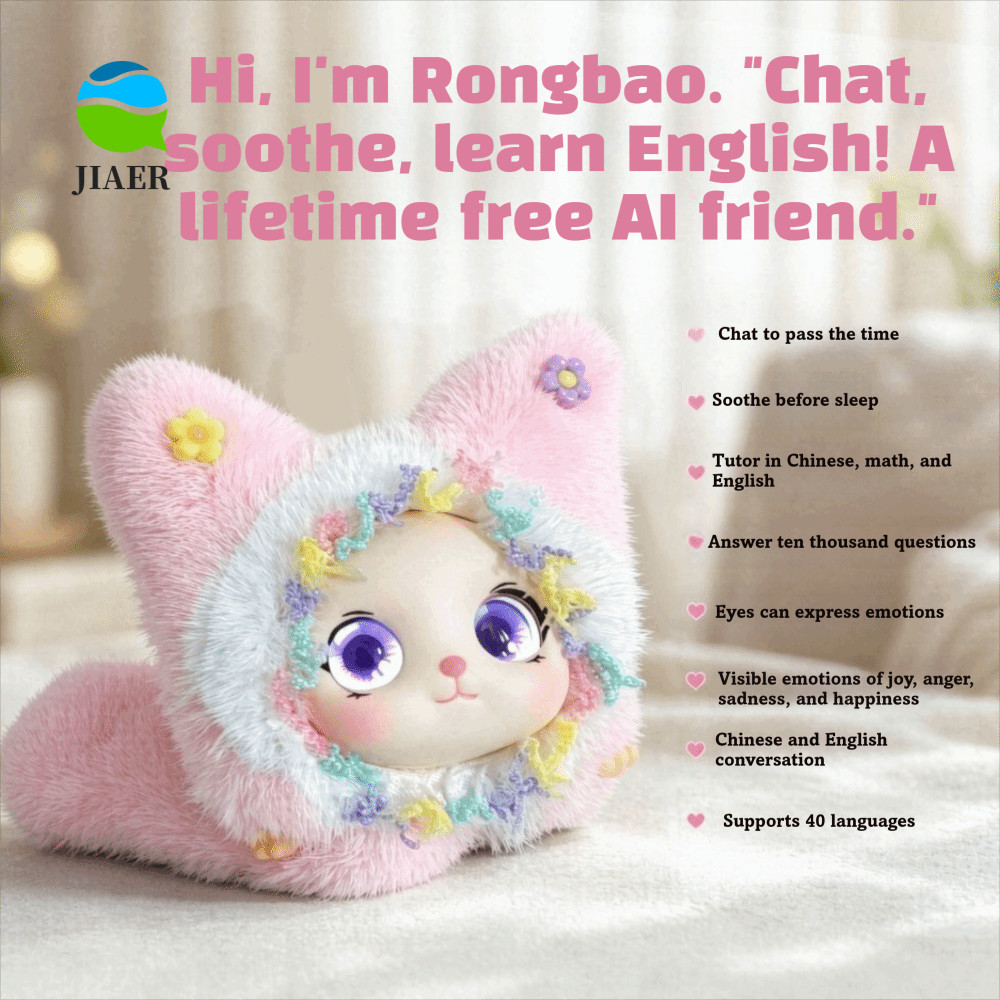 JIAER AI Cat Plush Toy, AI Continuous Dialogue Intelligent Voice Communication AI Cat Spirit Pendant, Winking Interaction AI Cute Pets Personal Companion AI Companion Doll KeyChain