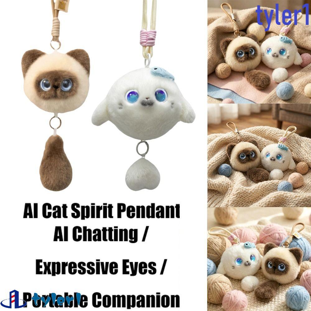 TYLER1 AI Cat Plush Toy, Personal Companion Winking Interaction AI Cat Spirit Pendant, AI Cute Pets AI Continuous Dialogue Relaxing Chat Voice Chat Toy Pendant