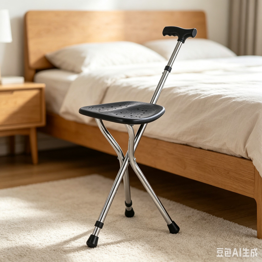 Walking Cane Stool Elderly Anti-slip Folding Walking Cane Chair- &&&& -- &&&& - * - * &&& - * & *、walking aid、tongkat orang tua、tongkat lipat、tongkat 4 kaki、Foldable stick for elderly、 kaki 4、拐杖椅子