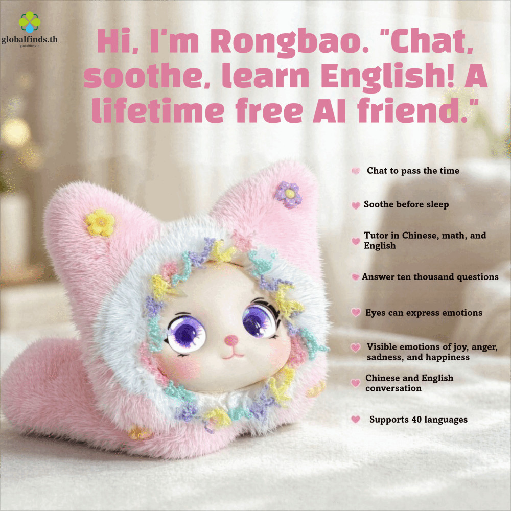 LFINDS AI Cat Plush Toy, AI Continuous Dialogue Intelligent Voice Communication AI Cat Spirit Pendant, Relaxing Chat Personal Companion AI Cute Pets AI Companion Doll KeyChain