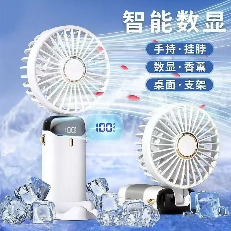 Kipas Mini Tangan Mudah Alih Tinggi 5 Kelajuan Paparan Digital Motor Tanpa Berus Angin Kuat Kipas Penyejuk Meja Untuk Penggunaan Harian Luar Ruangan Kipas Tangan Angin Kuat