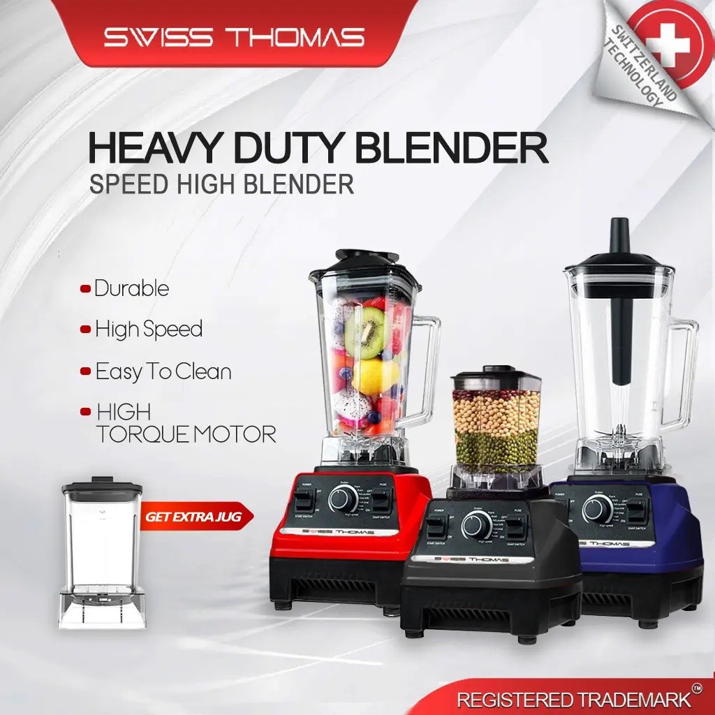 Swissthomas5 Mesin Pengisar Heavy Duty High Speed Blender 50000 Round/Min Food Processor Ice Crusher Fruits Nuts (2.5L/3L)