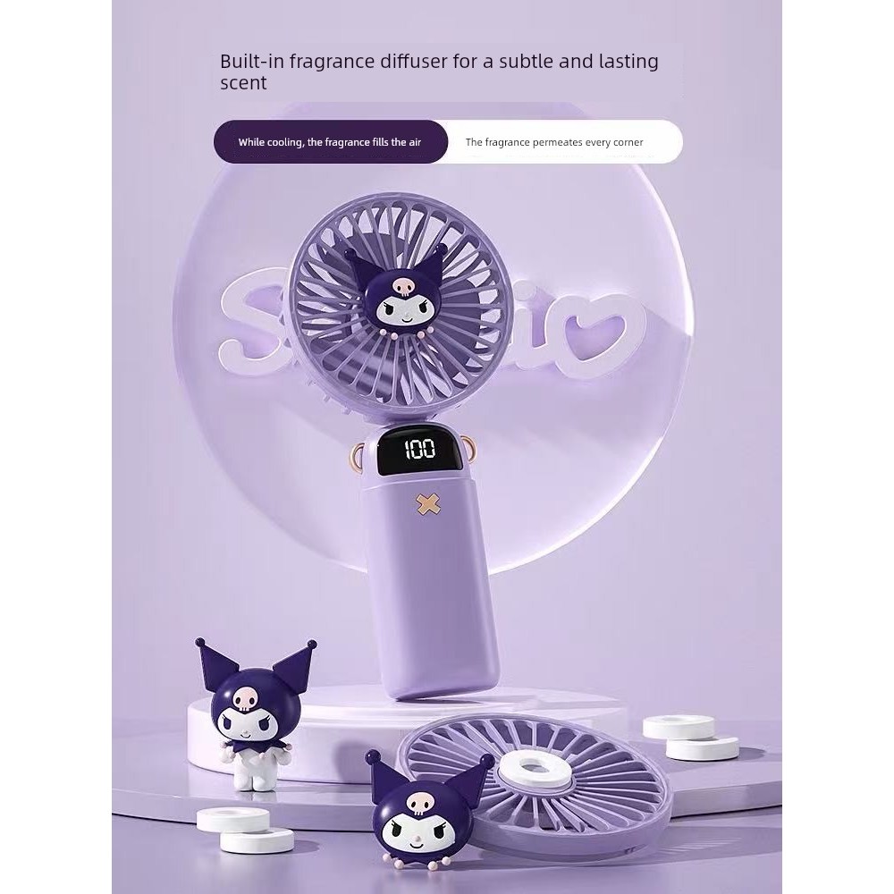 kipas mini bateri tahan lama mini kipas usb kipas mini Sanrio Handheld Small Fan Cute Portable Portable Small USB Charging 5-speed Adjustable Desktop Student Dormitory Office Children Refrigeration Electric Fan Cartoon Long Battery Life