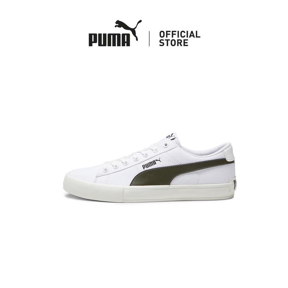 PUMA Unisex Bari Casual Canvas Sneakers (White-Olive)