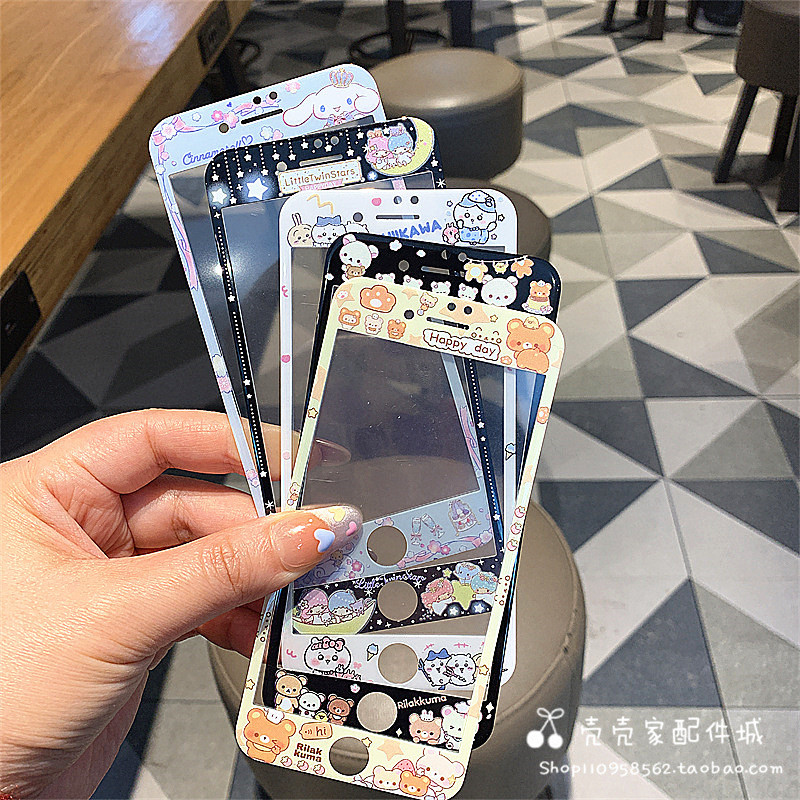 Suitable for 7/8plus Cartoon Gemini Mobile Phone Film Apple 4s/5s Gemini Tempered Glass Film 6plus Front Film Cute Bear Shock-resistant 6s Protective Film se23 Full Screen Film