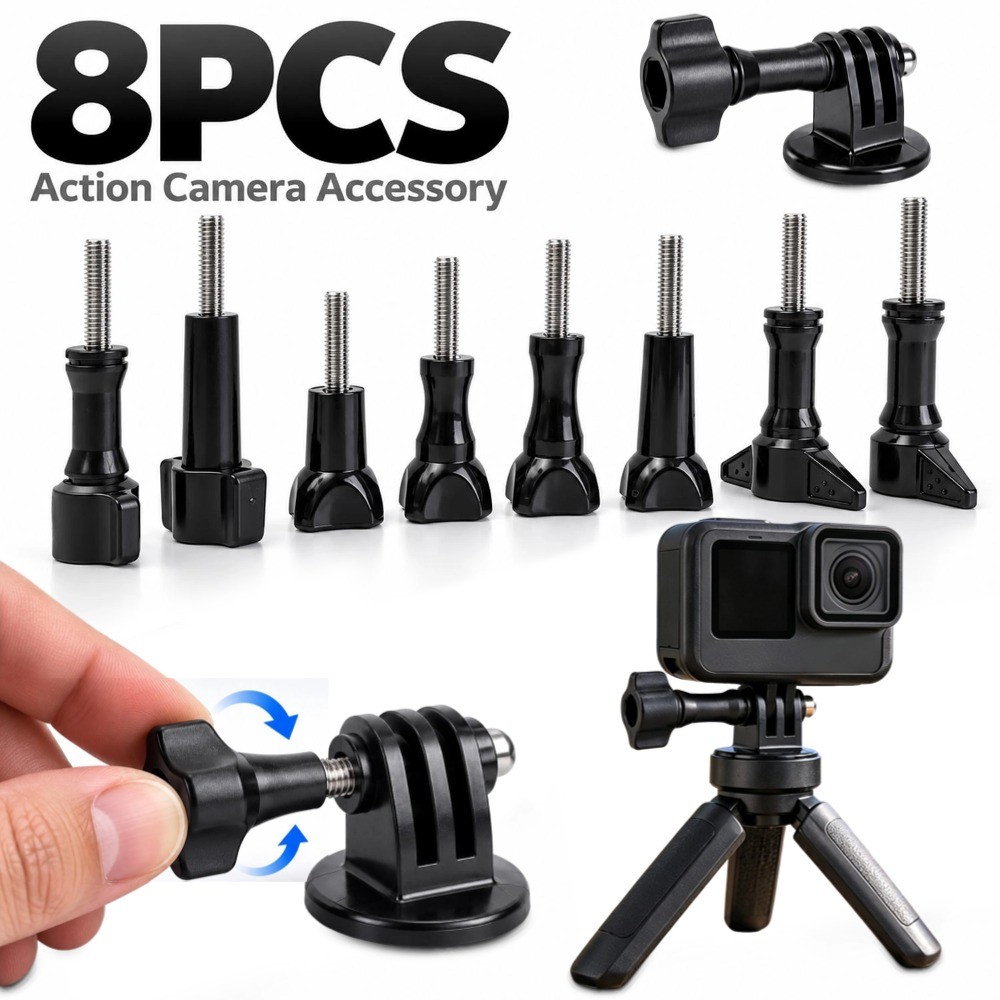 8Pcs Multi-Style Ergonomic M5 Hand Tight Screw Set ABS Stainless Steel Camera Mount Screws for Tripods Selfie Sticks Chest & Helmet Mounts #SpeedCraft