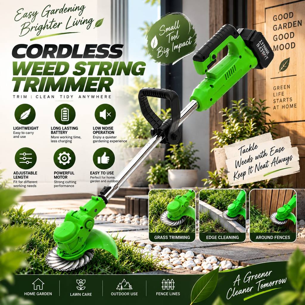 Electric Grass Trimmer Cutter Cordless Lawn Mower Garden Tools Mesin Potong Rumput Multi-Function Grass Cutter