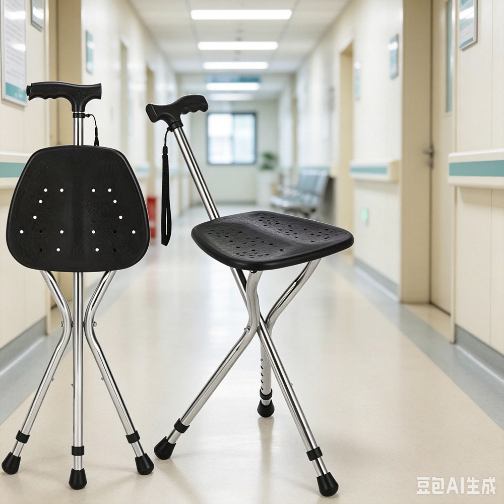 Walking Cane Stool Elderly Anti-slip Folding Walking Cane Chair * -- * - * & - &&& - * & -、walking aid、tongkat orang tua、tongkat lipat、tongkat 4 kaki、Foldable stick for elderly、 kaki 4、拐杖椅子