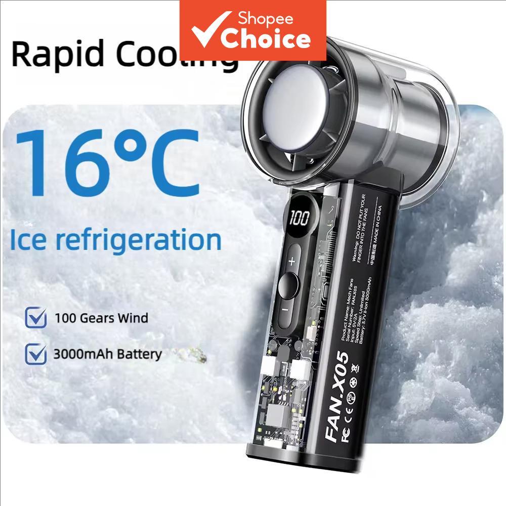 Semiconductor Refrigeration High-speed 2026 Handheld Electric Fan 3000mAh USB Portable Rechargeable Outdoor Small Kipas Mini Kipas Angin Sejuk Kipas Portable Mini Fan