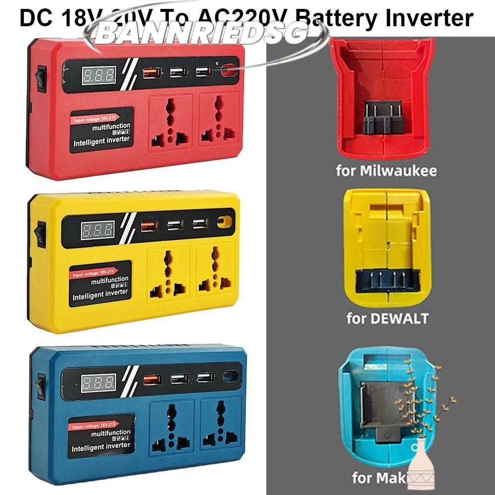 BANNRIEDSG9895Y 1Pcs Battery Inverter, Multifunctional 18v 20v To 220v Smart Transformer, 120W Household Dual Plug Outdoor Work Inverter