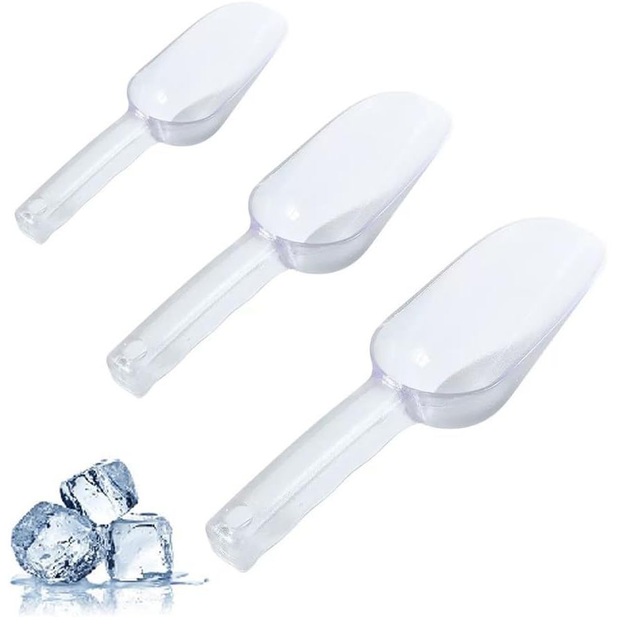 3 Pek Sudu Ais, 26oz/14oz/7oz Sudu Ais Plastik Jernih untuk Kanister atau Pembuat Ais, Sudu Makanan untuk Kanister, Peti Sejuk, Tepung, Makanan Kering, Biji Kopi, Jagung, Makanan Haiwan Peliharaan