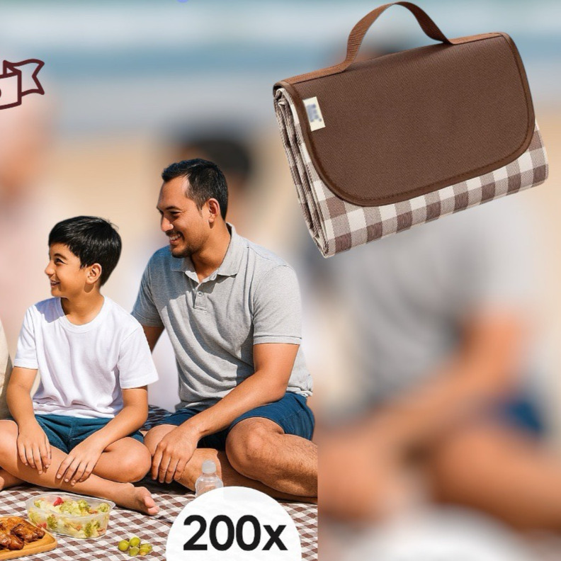Extra Large Waterproof Picnic Mat 200x200cm 防水野餐垫 Foldable Outdoor Beach Blanket Tikar Berkelah kem kemping