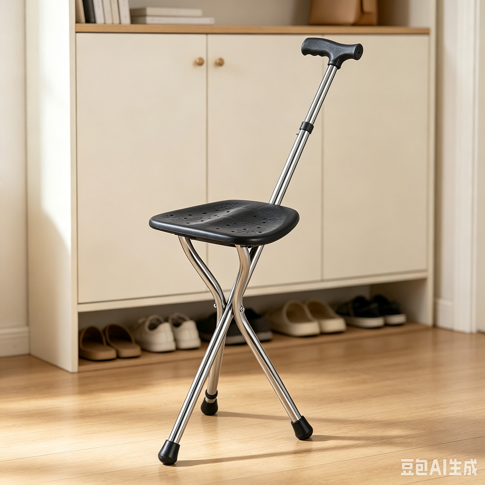 Walking Cane Stool Elderly Anti-Slip Folding Walking Cane Chair- & ** & -- ****- ****、walking aid、tongkat orang tua、tongkat lipat、tongkat 4 kaki、Foldable stick for elderly、 kaki 4、拐杖椅子
