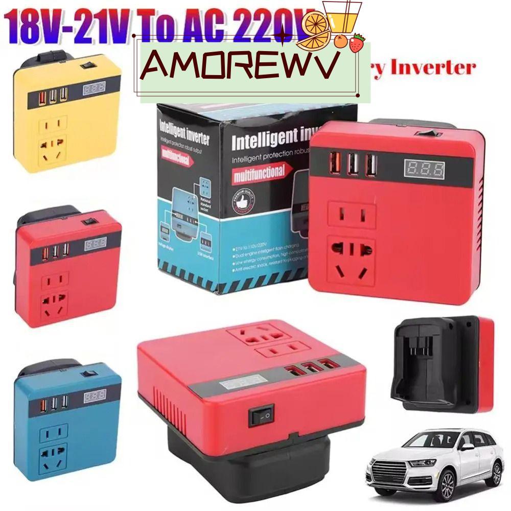 AMOR12WV 1Pcs Smart Transformer, Dual Plug 18V 20V To 220V Battery Inverter, Household Multifunctional 120W Outdoor Work Inverter For Makita For Dewalt For Milwaukee 18V Battery