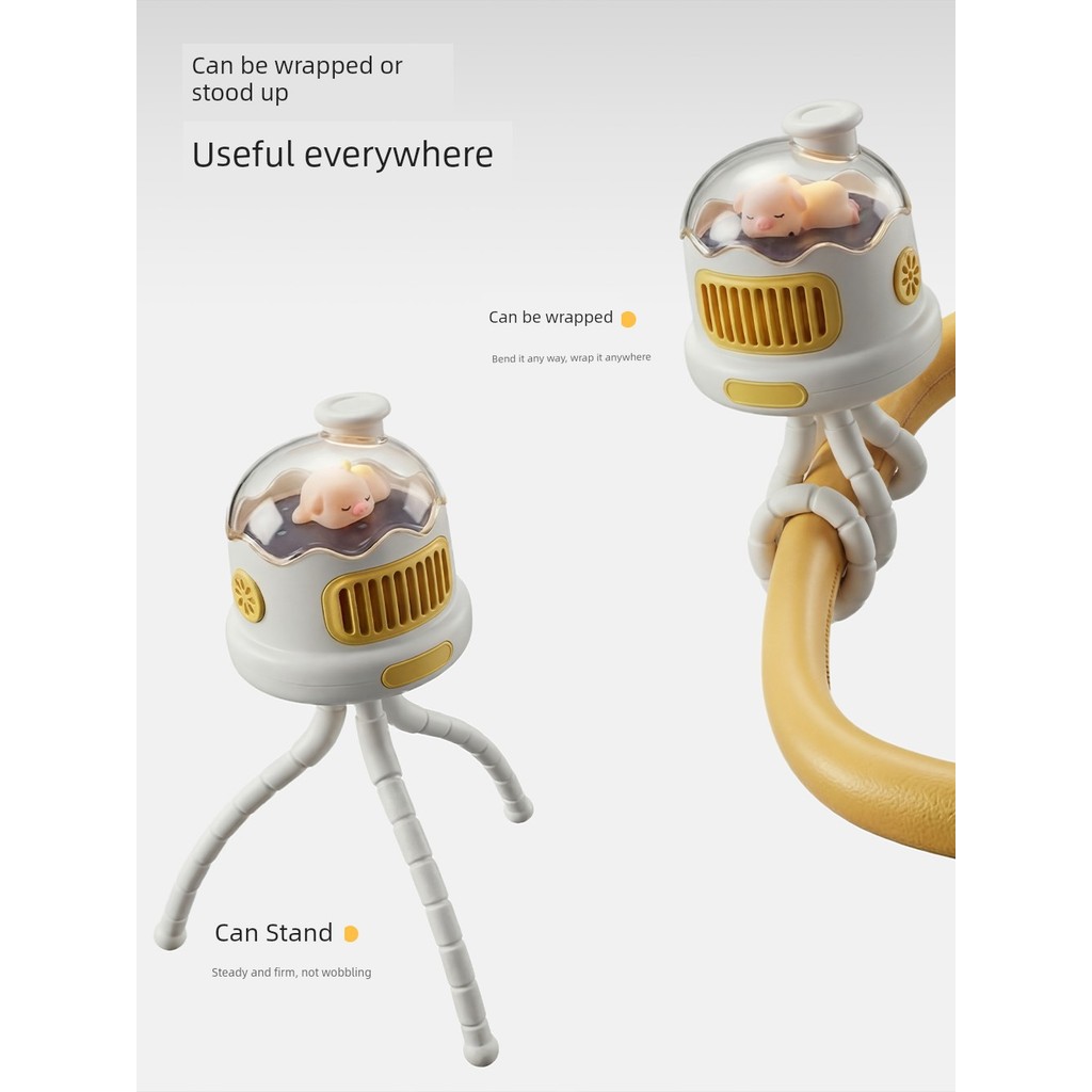 | 【kipas mini bateri tahan lama】 | kipas turbo mini 制冷小风扇 ♥Stroller Small Fan Octopus Handheld Portable Charging Shaking Head Outing Desktop Children Baby Stroller Crib Decoration Leafless usb Blowing Complementary Food Summer Walking Baby Handy Tool USB