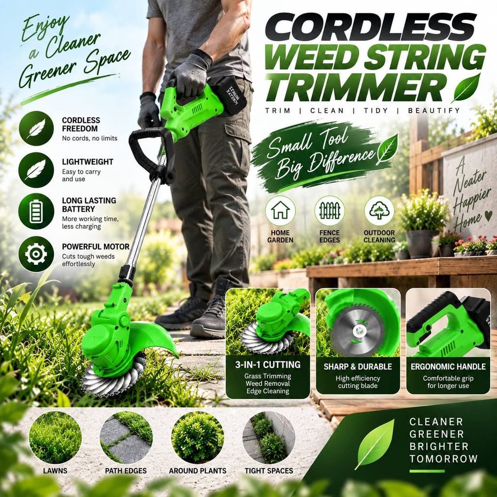 Electric Grass Trimmer Cutter Cordless Lawn Mower Garden Tools Mesin Potong Rumput Multi-Function Grass Cutter
