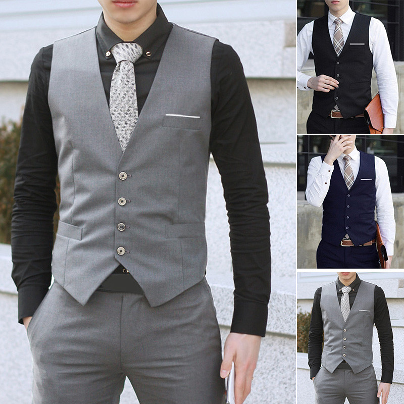 ⭐ Fast Shipping⭐ Men's Formal Business Vest Suit Slim Fit Tuxedo Waistcoat Coat【VOGZONE-MY】