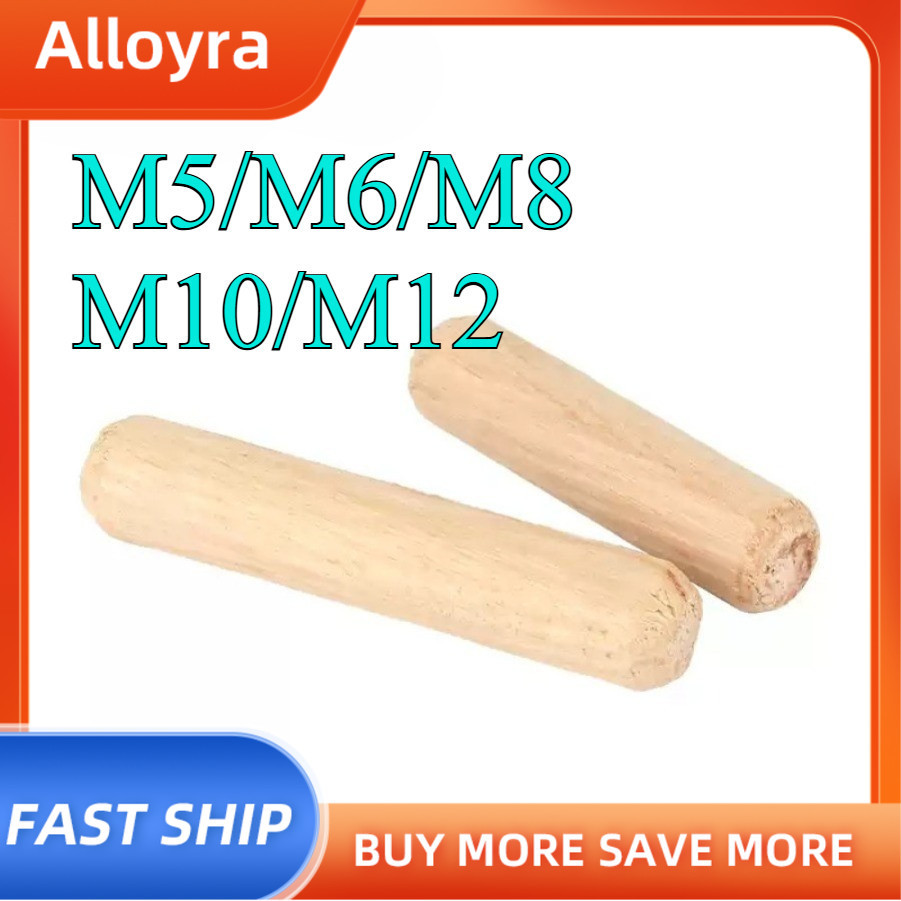 Wood Dowel Pin Solid Wood Stick Tenon Twill Wedge Furniture Cabinet Connector Wood Nail Log Stopper M5/M6/M8/M10/M12【ALLOYRA】