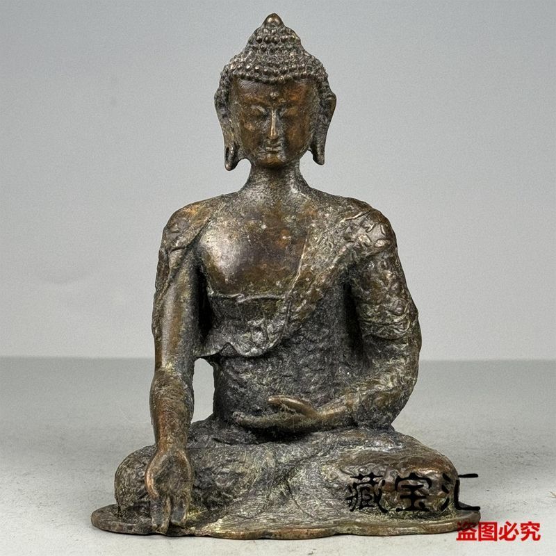 Retro Indigenous Old Pulp Thai Buddha Amitabha Bronze Buddha Home Furnishings Worship Ornaments Buddha Statue Old Pulp Craft 7.22 v