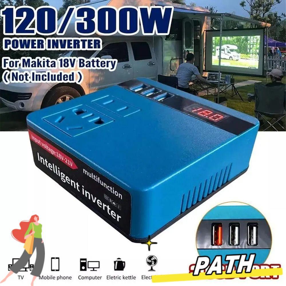PA-HOME 1Pcs Battery Inverter, Dual Plug 120W Smart Transformer, 18V 20V To 220V Multifunctional Household Outdoor Work Inverter For Makita For Dewalt For Milwaukee 18V Battery