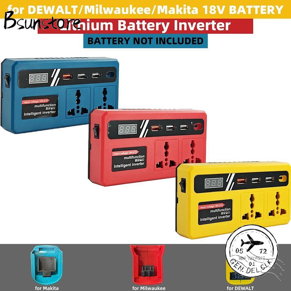 BSUNSTORE 1Pcs Battery Inverter, with 4 USB LED Socket 18v 20v To 220v Smart Transformer, Multifunctional 120W Household Outdoor Work Inverter