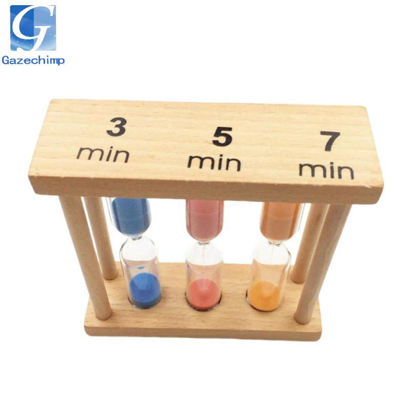 Gazechimp 3-in-1 Wood Colorful Sand Clock Timer Sandglass Timer Classroom Brushing