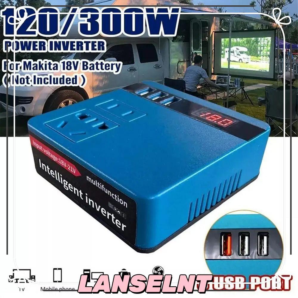 ILANSEL1 1Pcs Smart Transformer, 120W Multifunctional Battery Inverter, Dual Plug Household 18V 20V To 220V Outdoor Work Inverter For Makita For Dewalt For Milwaukee 18V Battery
