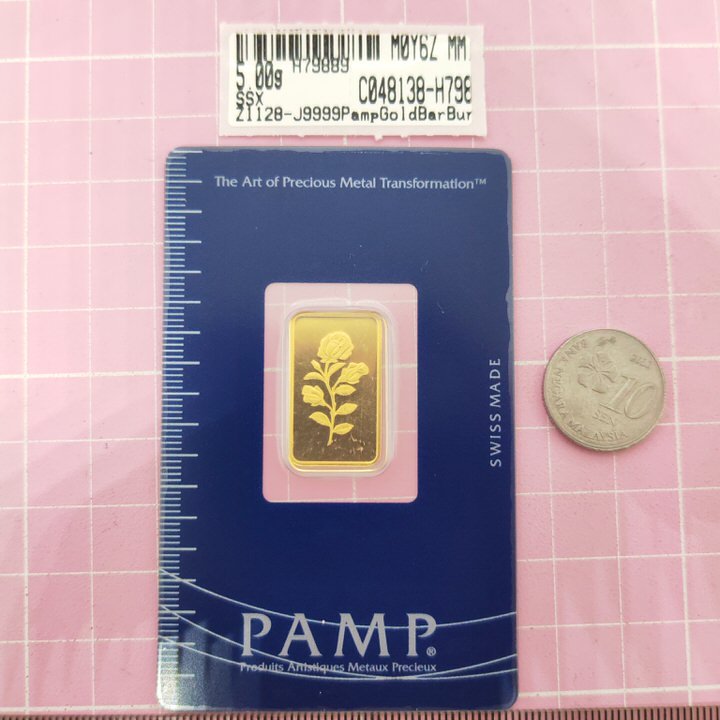 Murni Mewah Emas999.9, Gold Bar Pamp Gold Bar Bunga Rose G5 Gram&hellip;