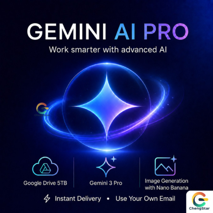 Gemini AI PRO PLAN  AI VIDEO | OWN EMAIL PRO AI MODEL | 5TB GOOGLE DRIVE STORAGE | GOOGLE GEMINI PRO 1014 -1