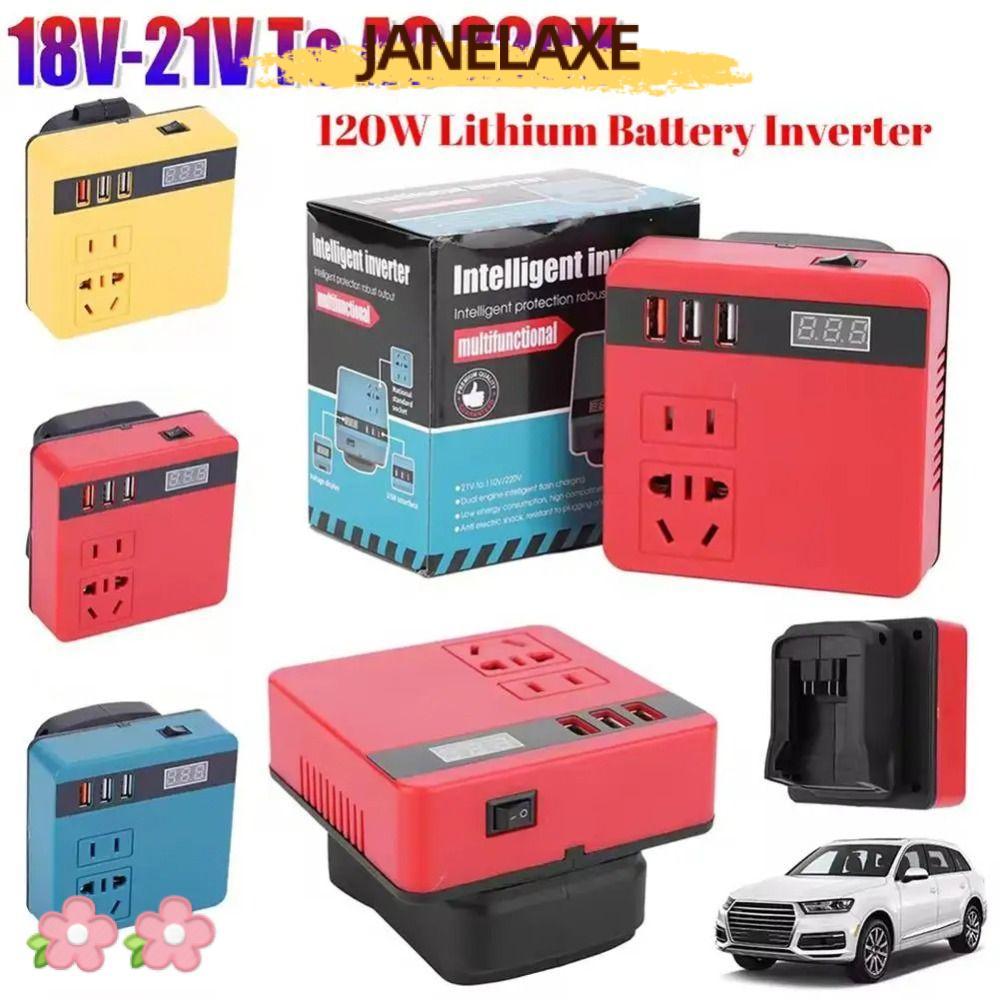 JANELAXE932QW 1Pcs Battery Inverter, 18V 20V To 220V Multifunctional Smart Transformer, Household Dual Plug 120W Outdoor Work Inverter