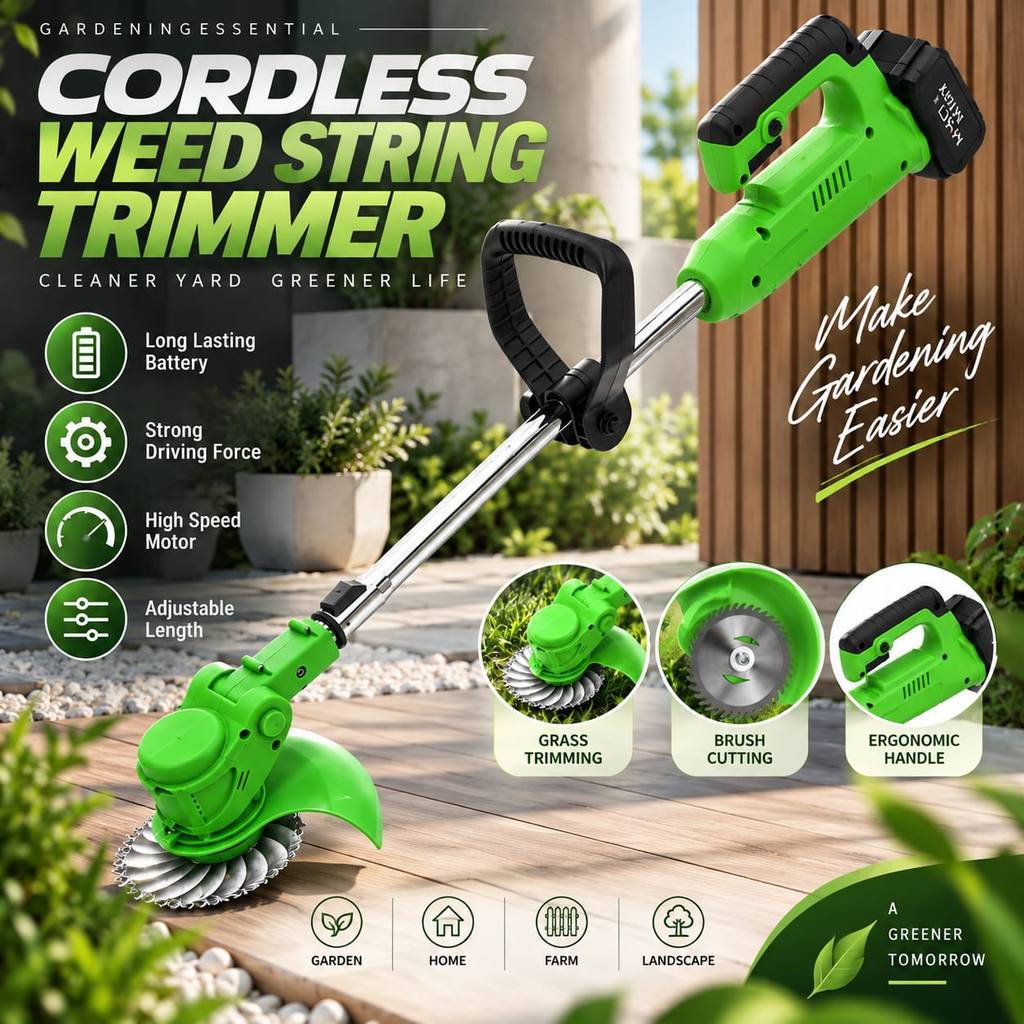 Electric Grass Trimmer Cutter Cordless Lawn Mower Garden Tools Mesin Potong Rumput Multi-Function Grass Cutter