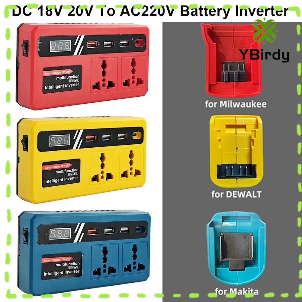 YRBWDYZDH 1Pcs Smart Transformer, Multifunctional with 4 USB LED Socket Battery Inverter, Household 18v 20v To 220v 120W Outdoor Work Inverter