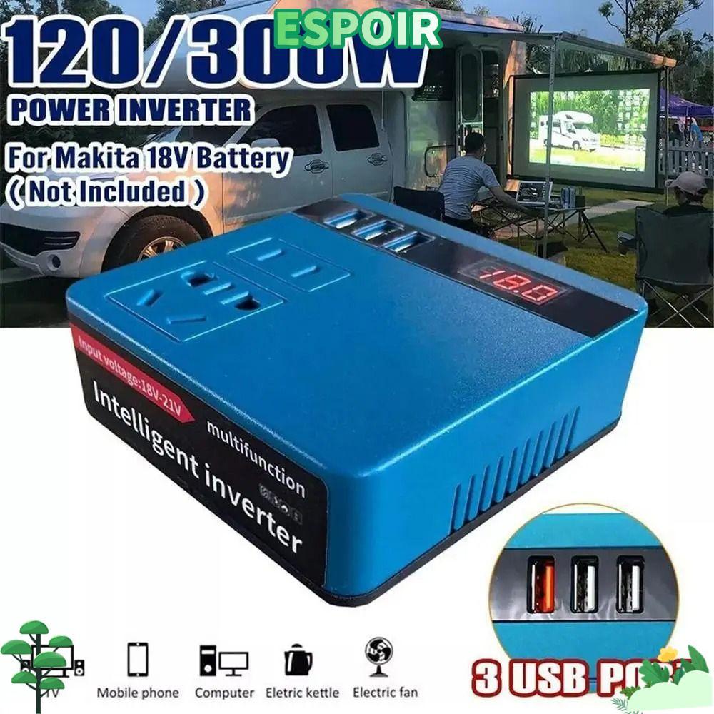 IESPOIRHA 1Pcs Battery Inverter, 120W Dual Plug Smart Transformer, Multifunctional Household 18V 20V To 220V Outdoor Work Inverter For Makita For Dewalt For Milwaukee 18V Battery
