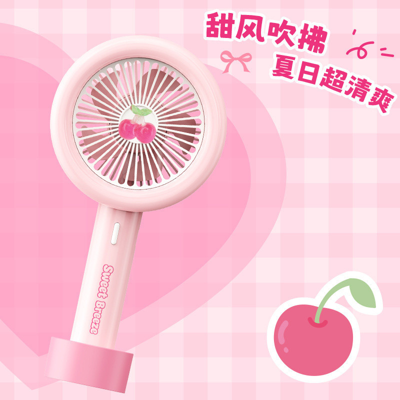 | kipas turbo mini | 制冷小风扇 【kipas mini bateri tahan lama】 ♣New Cartoon Cherry Handheld Small Fan usb Charging High-value Outdoor Style High-wind Electric Fan Mini Fan♙