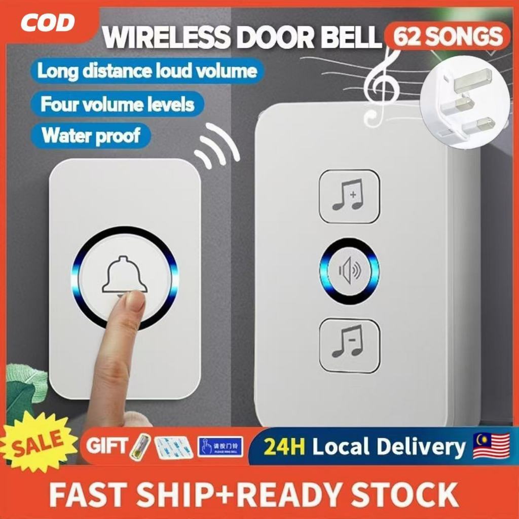 HYD Loceng Pintu Tanpa Wayar & Kalis Air – Self-Powered Wireless Doorbell, No Battery, UK Plug READY STOCK