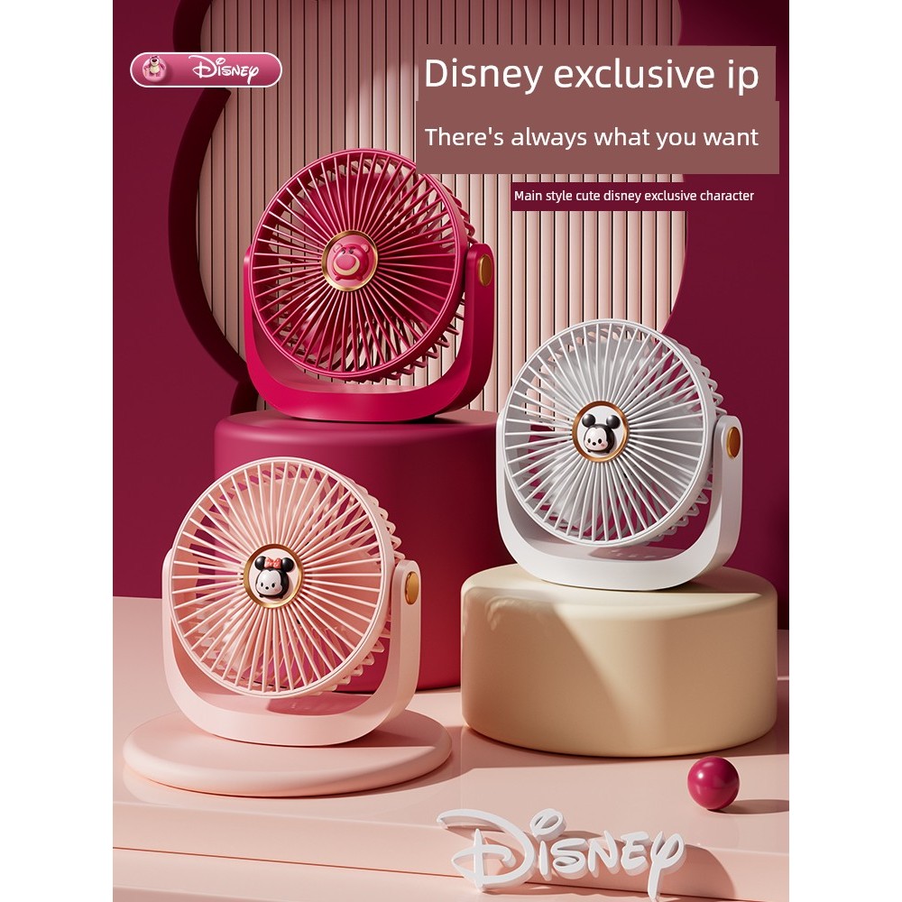 kipas angin meja p Kipas dinding mini 2026 New Style Disney Genuine Mini usb Desktop Small Fan Ultra-Silent Small Home Student Dormitory Office Desk Wireless Desktop Portable Charging Plug-In Fan Air Condition