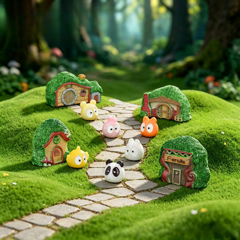 Miniature Gnome House Resin Fairy Garden Ornament, DIY Terrarium Accessories, Cute Car Dashboard Decor