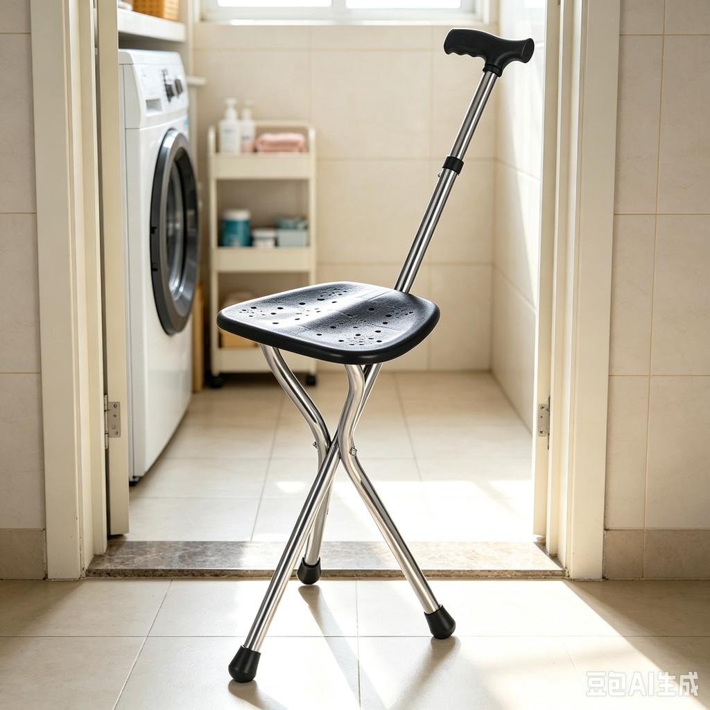 Walking Cane Stool Elderly Anti-slip Folding Walking Cane Chair-----&-*&*&-、walking aid、tongkat orang tua、tongkat lipat、tongkat 4 kaki、Foldable stick for elderly、 kaki 4、拐杖椅子