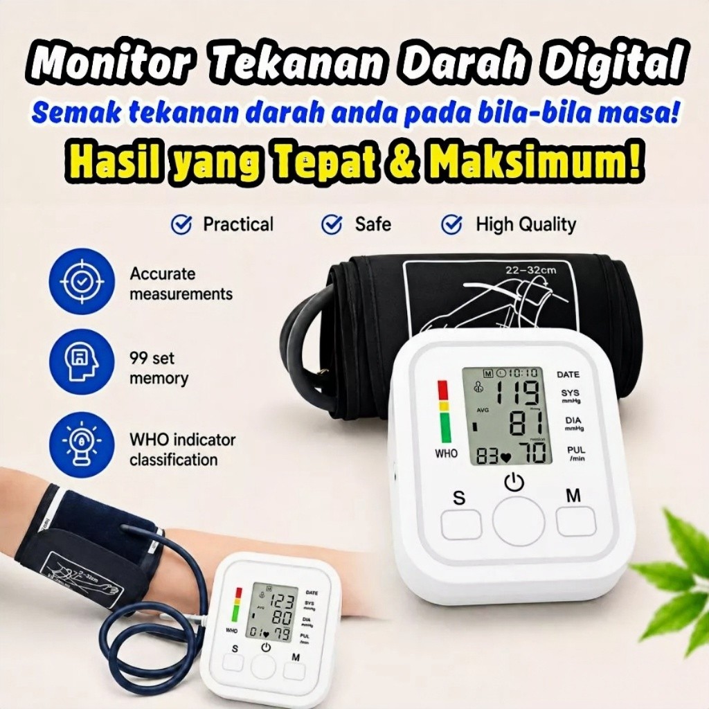 Automatic Digital Blood Pressure Monitor with Voice Prompt, Large LCD Display, Arrhythmia Detection 血压计 血压器 血压监测仪