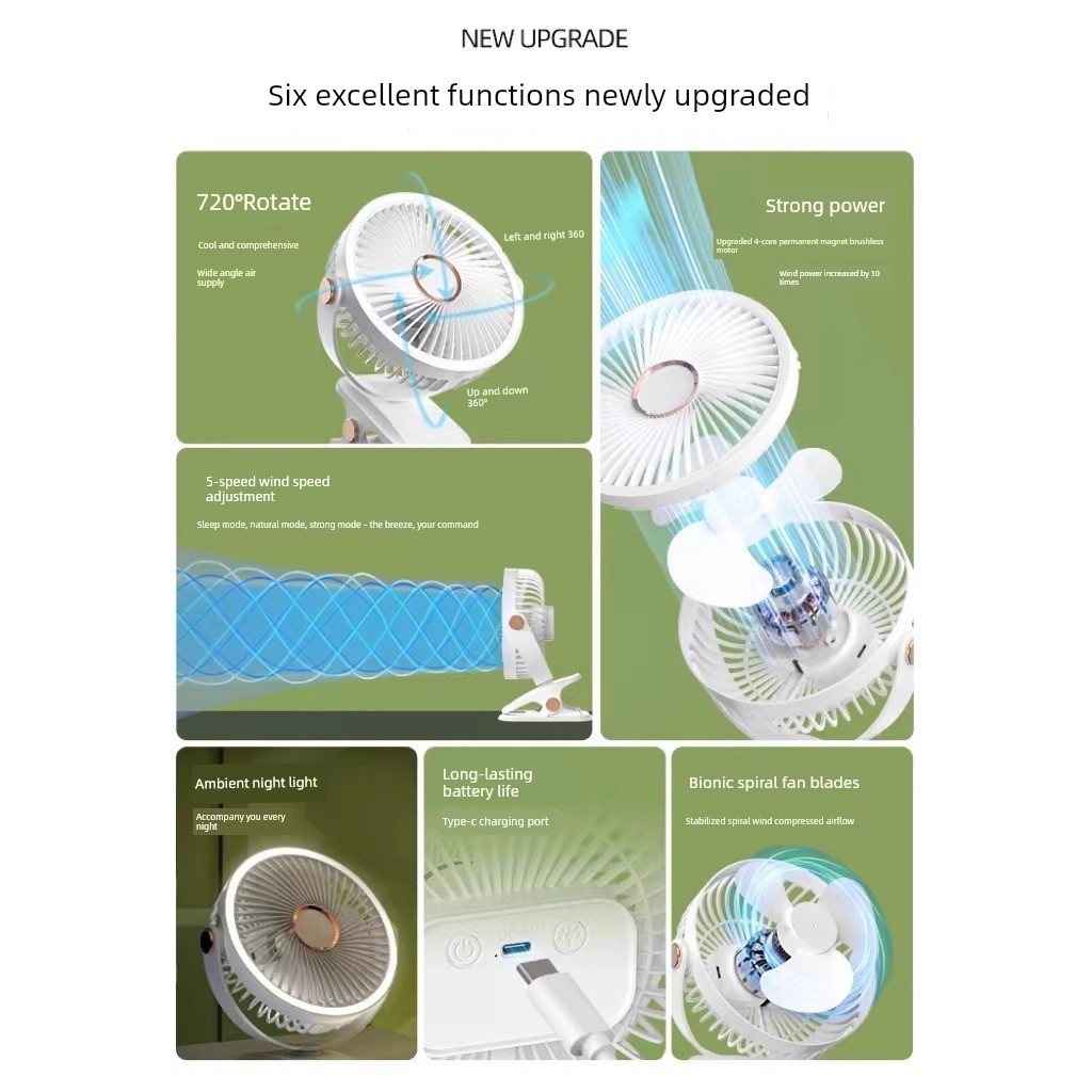 mini kipas aircond usb kipas mini mini kipas Small Small Fan Refrigeration 2025 Desktop Silent Portable Clip-On Office Bed Rice Dormitory Stroller Charging Fan