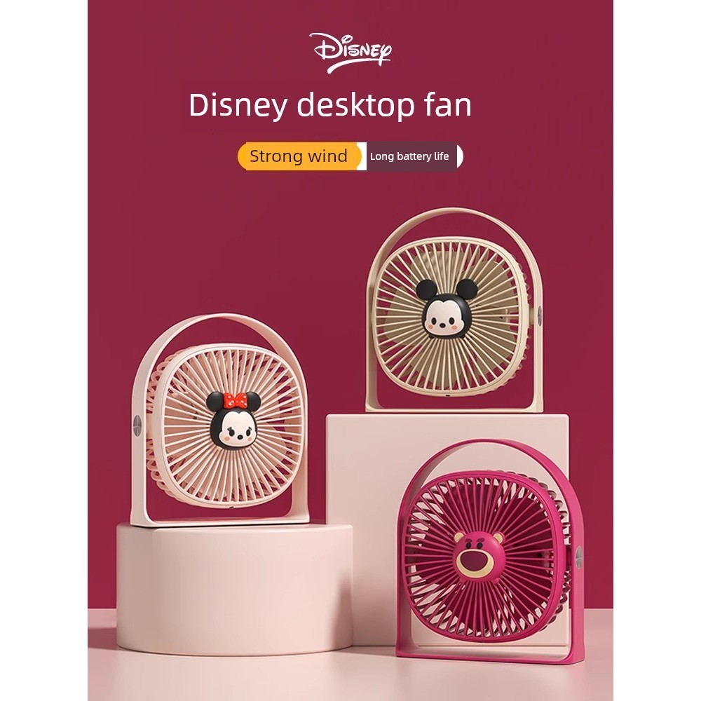 mini kipas aircond usb kipas mini kipas mini bateri tahan lama Disney Co-Branded Ultra-Quiet Desktop Small Fan Office Desk Student Dormitory Bedside Small Desktop usb Rechargeable Plug-In Model Ultra-Long Battery Life Electric Fan Children's Air