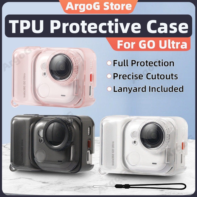 ArgoG Insta360 GO Ultra TPU Protective Case with Lens Cap & Lanyard Soft Sleeve Cover Insta360 GO Ultra Accessories