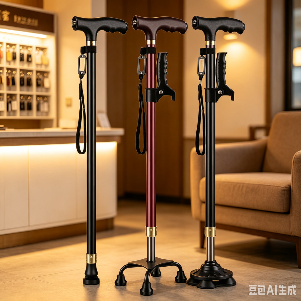 Elderly Crutches Shock-resistant Crutches Big Four-legged Cane、-*&***&&*&-*&***&-*&&****--&、walking aid、walking cane、tongkat orang tua、tongkat lipat、 4 kaki、Foldable walking stick for elderly、tongkat kaki 4、拐杖椅子