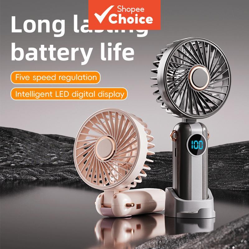 Digital Display Folding Handheld Fan Mini Rechargeable Desktop Fan Portable Summer Fan for Student Dormitory Kipas Mini Genggam Lipat Paparan Digital , Kipas Meja Boleh Cas Semula, Kipas Musim Panas Mudah Alih untuk Asrama Pelajar