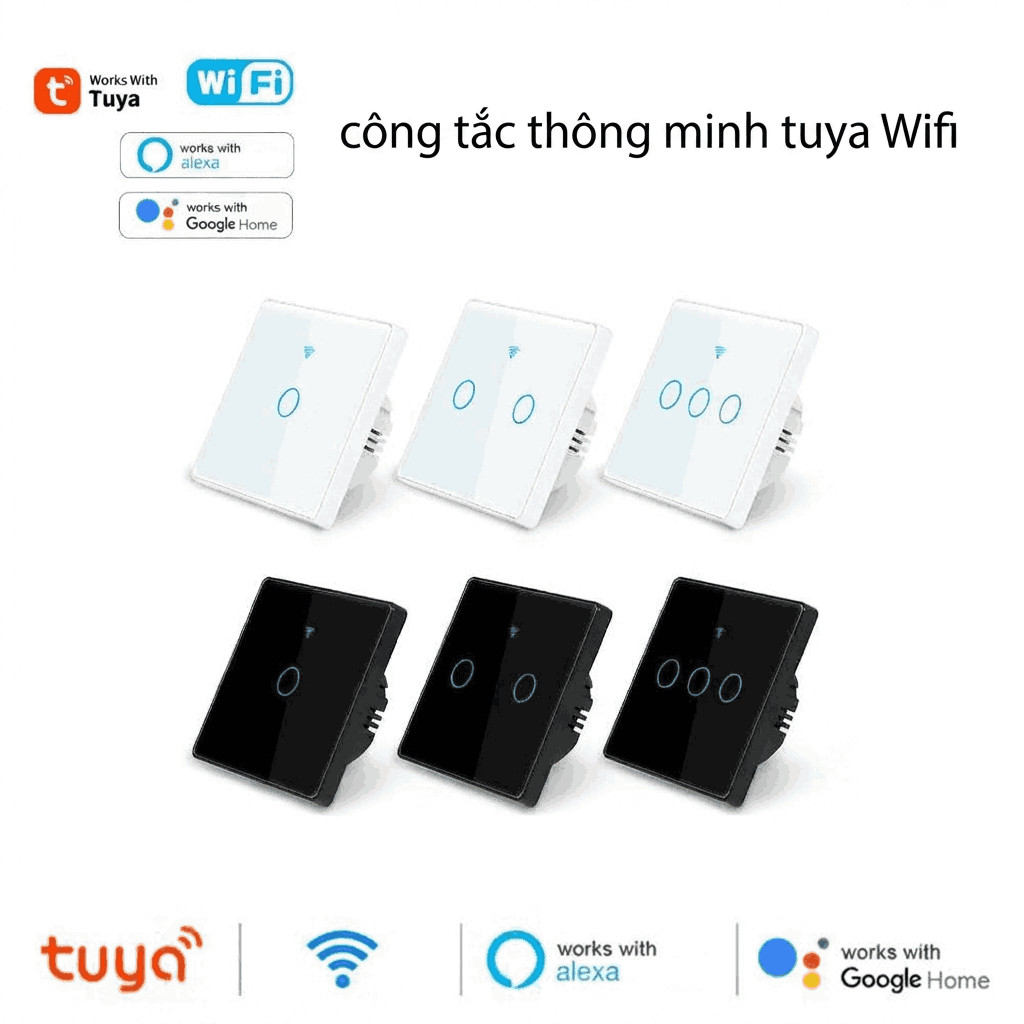 Black/white smart square wall switch 1 2 3 4 buttons Tuya zigbee 3 remote control Alexa Google Gemini