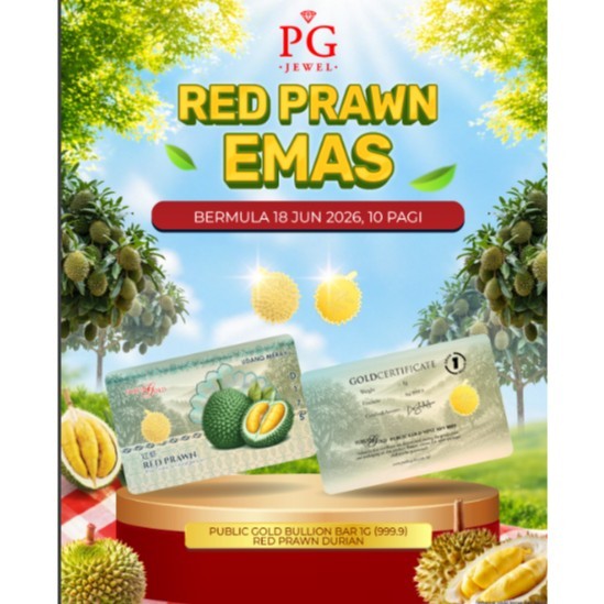 PUBLIC GOLD BULLION BAR 1G (999.9) - RED PRAWN DURIAN PP0001QC