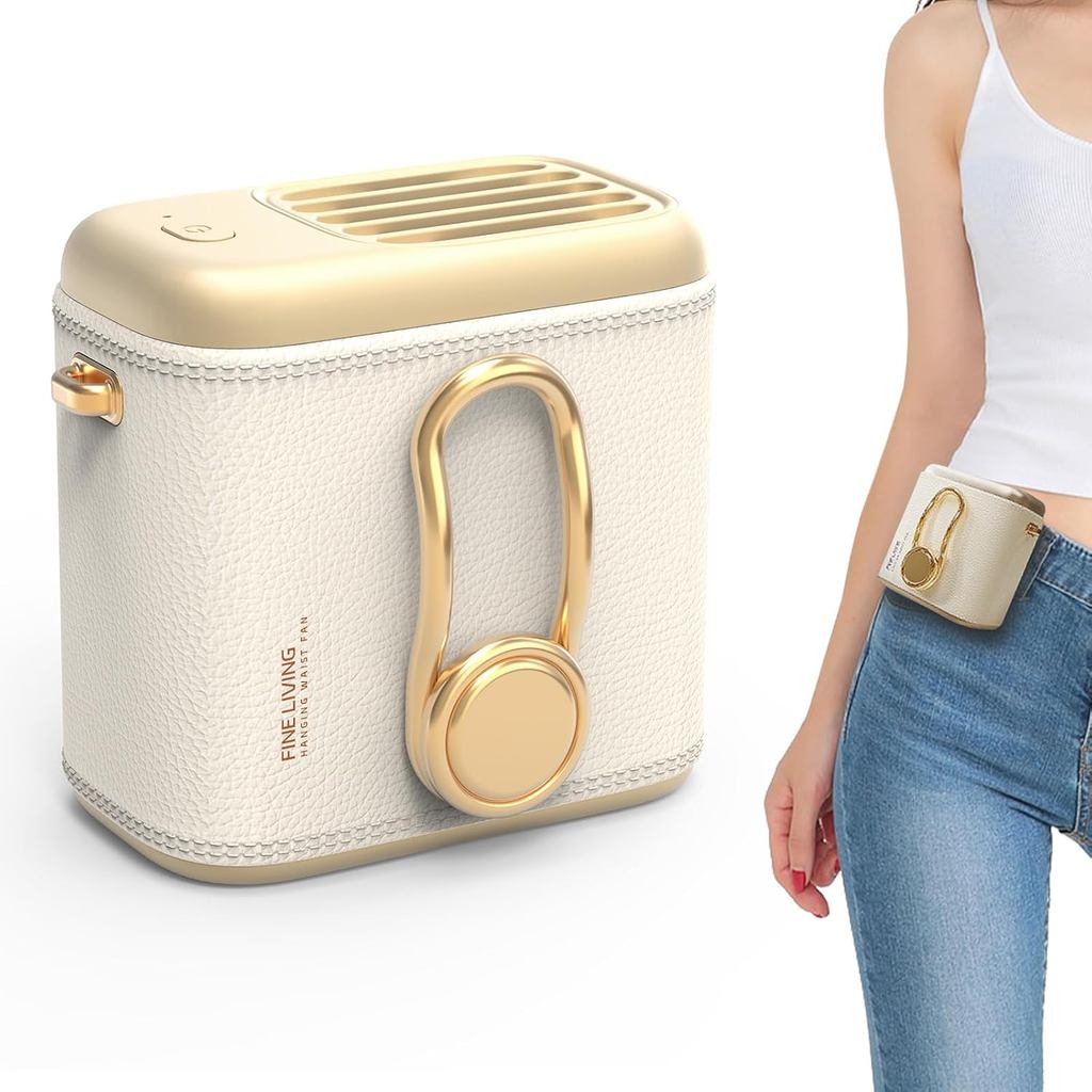 Kipas Leher Mudah Alih, Kipas Klip Kecil, Kipas Meja Mini, Kipas Peribadi, Kipas Tanpa Bilah Boleh Dicas Semula USB, 3 Kelajuan untuk Wanita, Kanak-kanak, Perjalanan Luar, Pejabat (Beige)