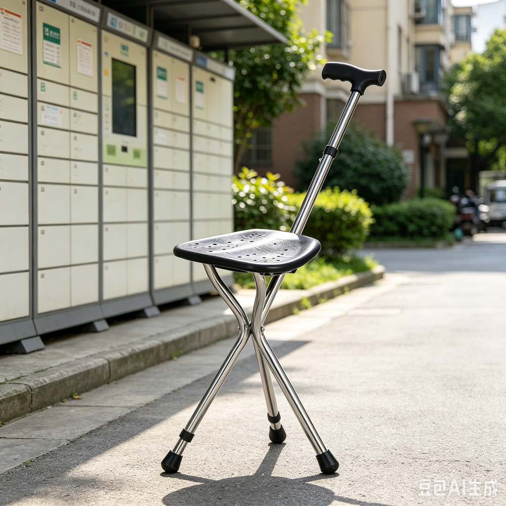 Walking Cane Stool Elderly Anti-Slip Folding Walking Cane Chair- & ** &- ** &&&&& * - & - * && * &、walking aid、tongkat orang tua、tongkat lipat、tongkat 4 kaki、Foldable stick for elderly、 kaki 4、拐杖椅子