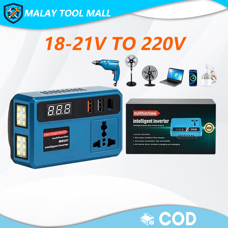 Portable Power Inverters For 21V Battery Inverter 20v to 220v Converter with Dual USB,AC Outlet and Type-C